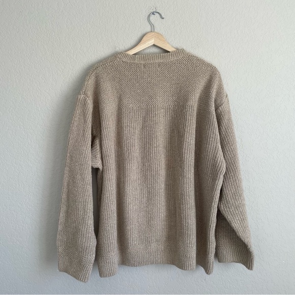 Vintage LL Bean Sweater Mens XL Beige Cotton Acrylic Knit Made USA 90s - Picture 2 of 5